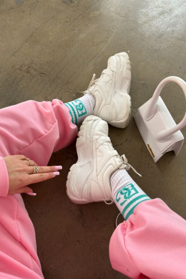 Skarpety BG Frappe | biały - mięta