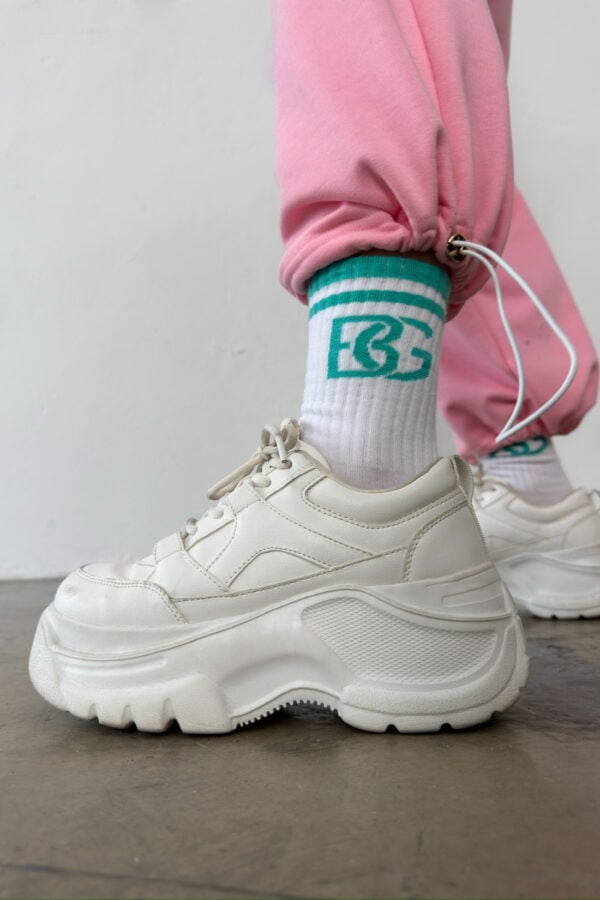 Skarpety BG Frappe | biały - mięta