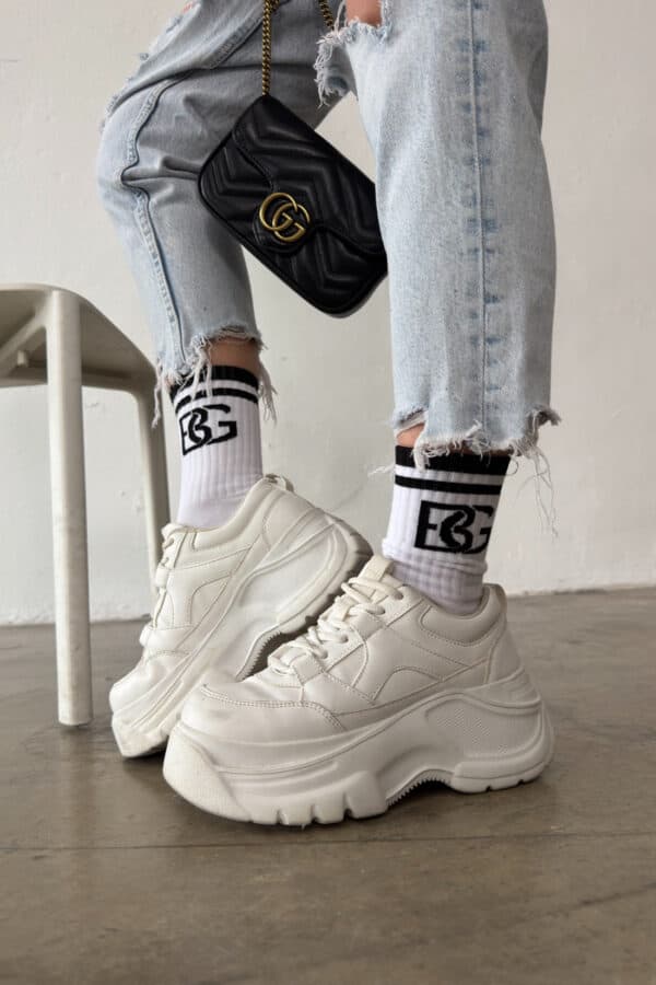 Skarpety BG Frappe | biały - czarny