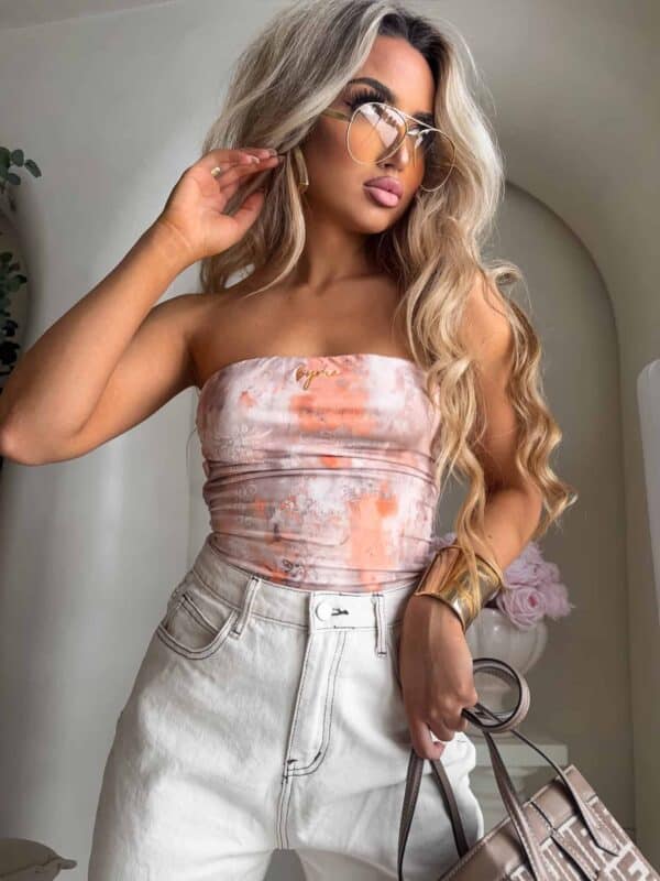 Top MAVEN print ornament - peach