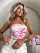 Top MAVEN print piwonia - pudrowy róż