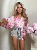 Bluzka KAIRA print piwonia – pudrowy róż