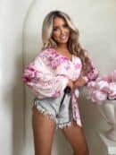 Bluzka KAIRA print piwonia – pudrowy róż