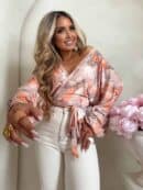 Bluzka KAIRA print ornament – peach