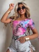 Bluzka UNIQUE print pantera - różowa