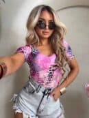 Bluzka UNIQUE print pantera - różowa