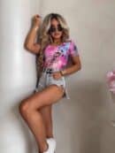 Bluzka UNIQUE print pantera - różowa