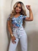 Bluzka UNIQUE print pantera - niebieska Bluzka UNIQUE print pantera - niebieska