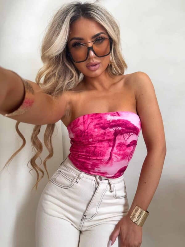 Top MAVEN print dior - mocny róż