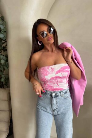 Top MAVEN print dior - jasny róż