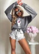 Dekatyzowana bluza HAND - szara