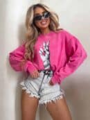 Dekatyzowana bluza HAND - różowa
