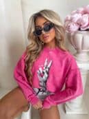 Dekatyzowana bluza HAND - różowa