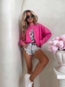 Dekatyzowana bluza HAND - różowa