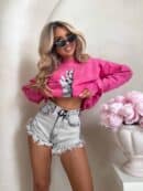 Dekatyzowana bluza HAND - różowa