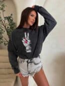 Dekatyzowana bluza HAND - czarna