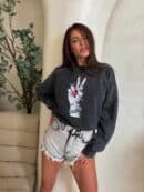 Dekatyzowana bluza HAND - czarna