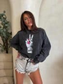 Dekatyzowana bluza HAND - czarna