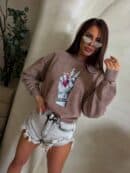 Dekatyzowana bluza HAND - ciemny beż