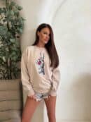 Dekatyzowana bluza HAND - jasny beż