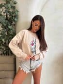 Dekatyzowana bluza HAND - jasny beż