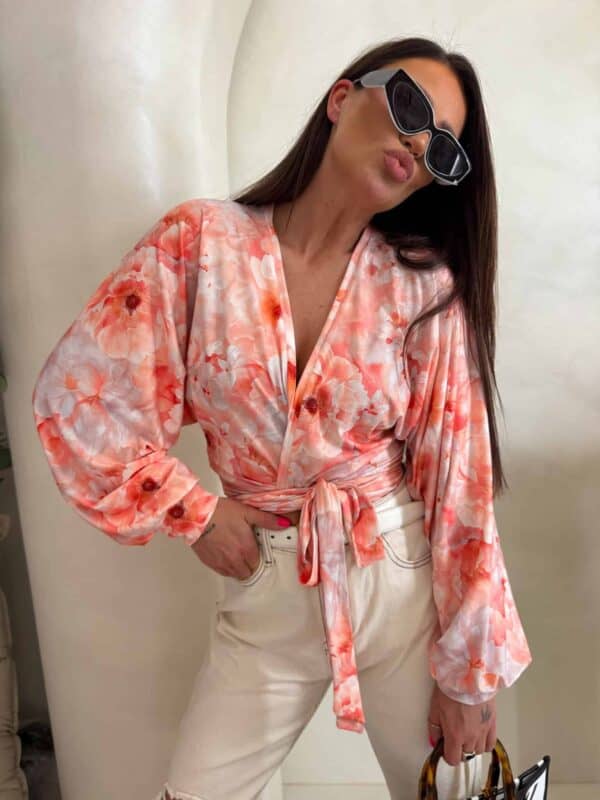 Bluzka KAIRA print piwonia – peach
