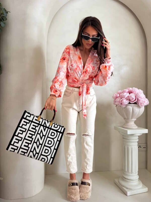 Bluzka KAIRA print piwonia – peach