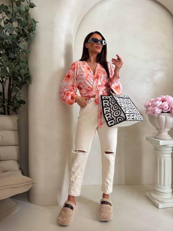 Bluzka KAIRA print piwonia – peach