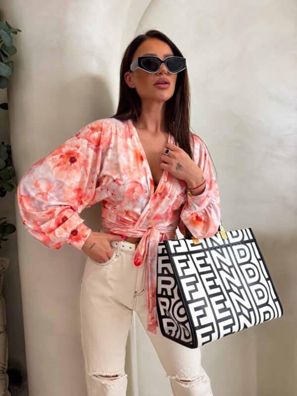 Bluzka KAIRA print piwonia – peach