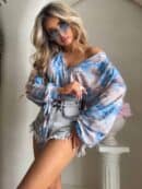 Bluzka KAIRA print ornament – blue