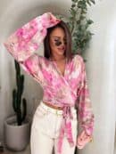 Bluzka KAIRA print ornament – różowy