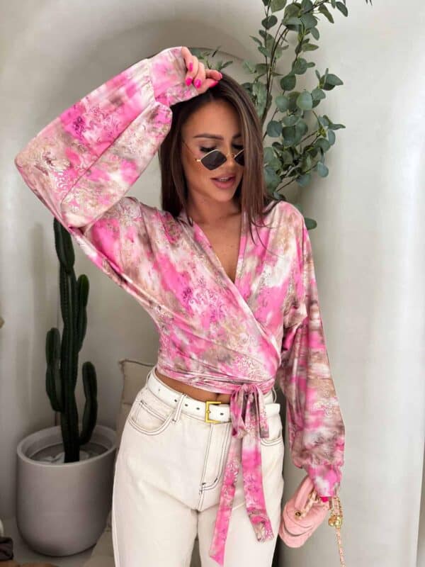 Bluzka KAIRA print ornament – różowy Bluzka KAIRA print ornament – różowy