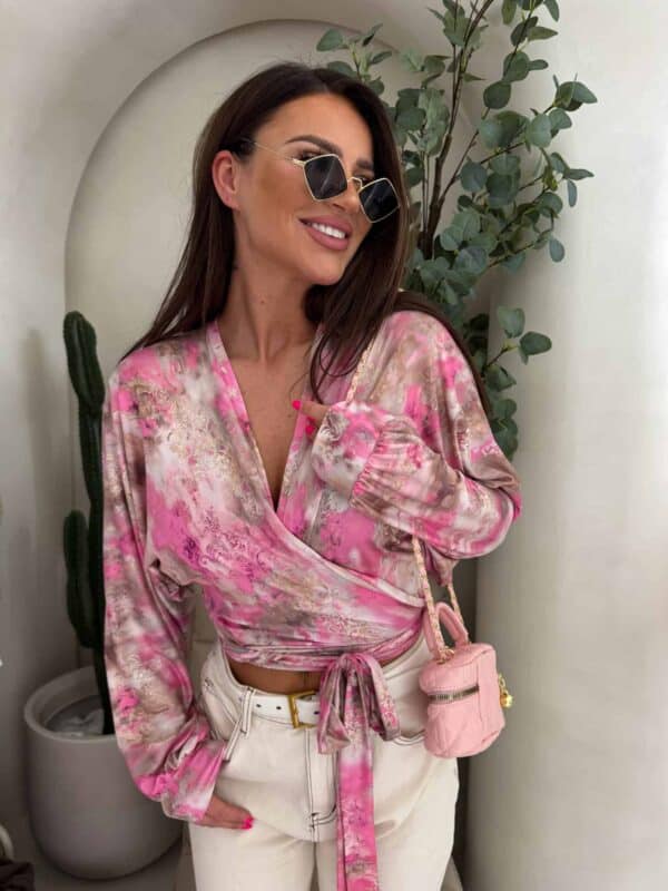 Bluzka KAIRA print ornament – różowy