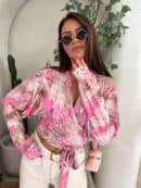 Bluzka KAIRA print ornament – różowy