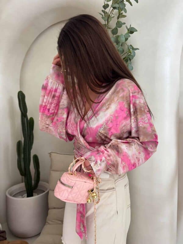 Bluzka KAIRA print ornament – różowy