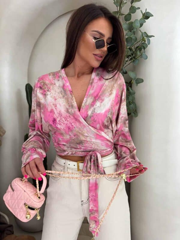 Bluzka KAIRA print ornament – różowy