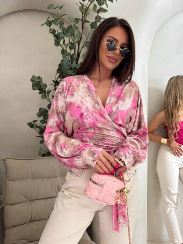 Bluzka KAIRA print ornament – różowy