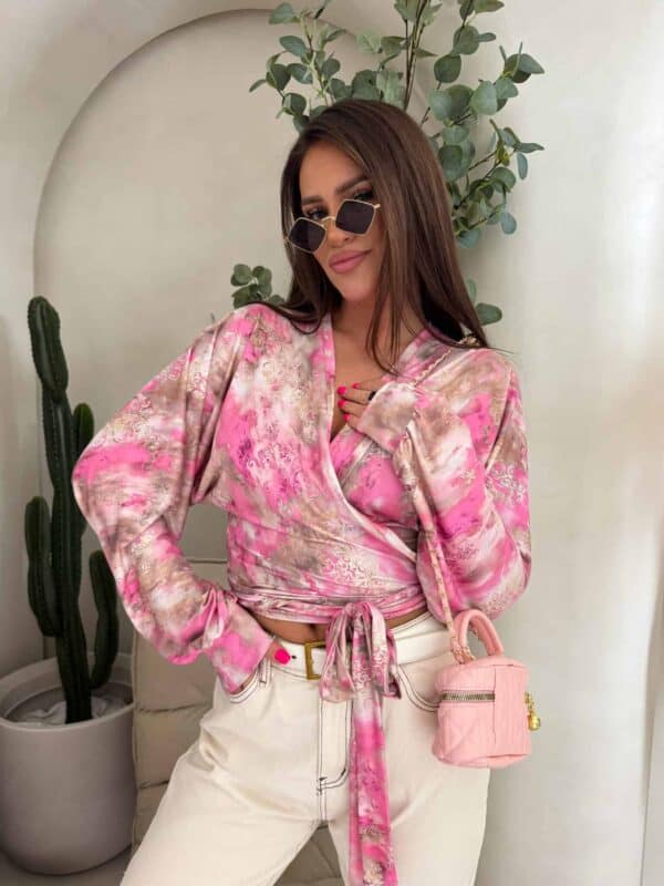 Bluzka KAIRA print ornament – różowy