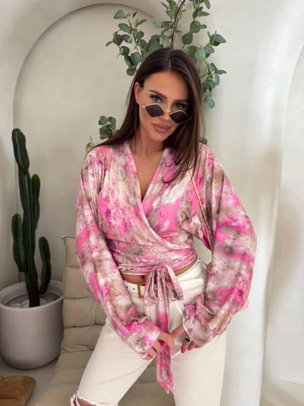 Bluzka KAIRA print ornament – różowy