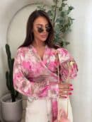 Bluzka KAIRA print ornament – różowy