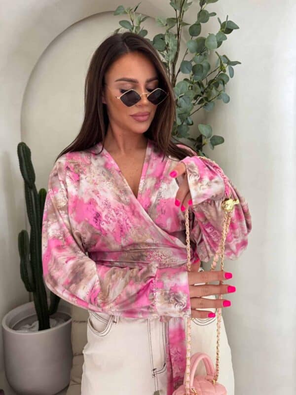 Bluzka KAIRA print ornament – różowy