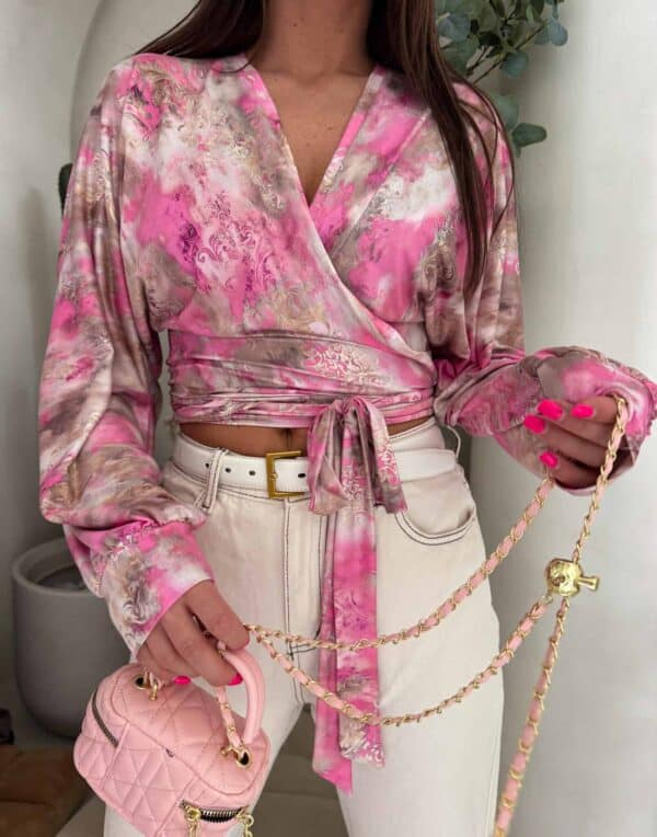 Bluzka KAIRA print ornament – różowy