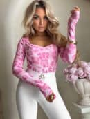 Bluzka ROSAS print panterka – różowa