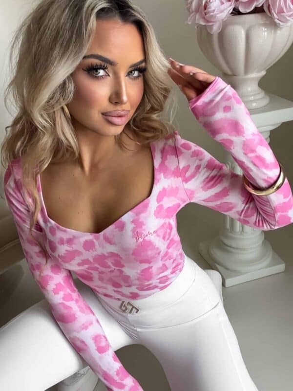 Bluzka ROSAS print panterka – różowa