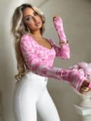 Bluzka ROSAS print panterka – różowa