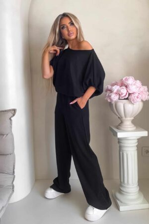 Komplet LUXE prążek – czarny