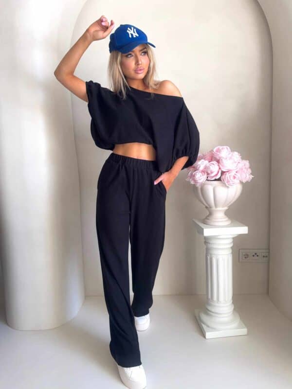 Komplet LUXE prążek – czarny