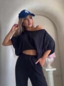 Komplet LUXE prążek – czarny