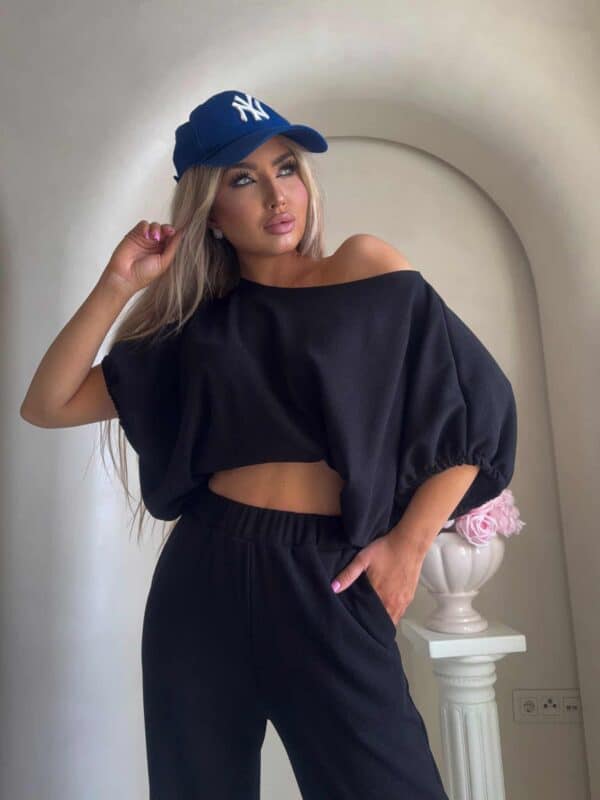 Komplet LUXE prążek – czarny