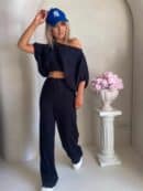 Komplet LUXE prążek – czarny